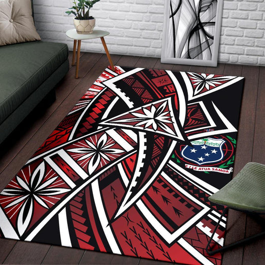 Samoa Area Rug Tribal Flower Special Pattern Red Color