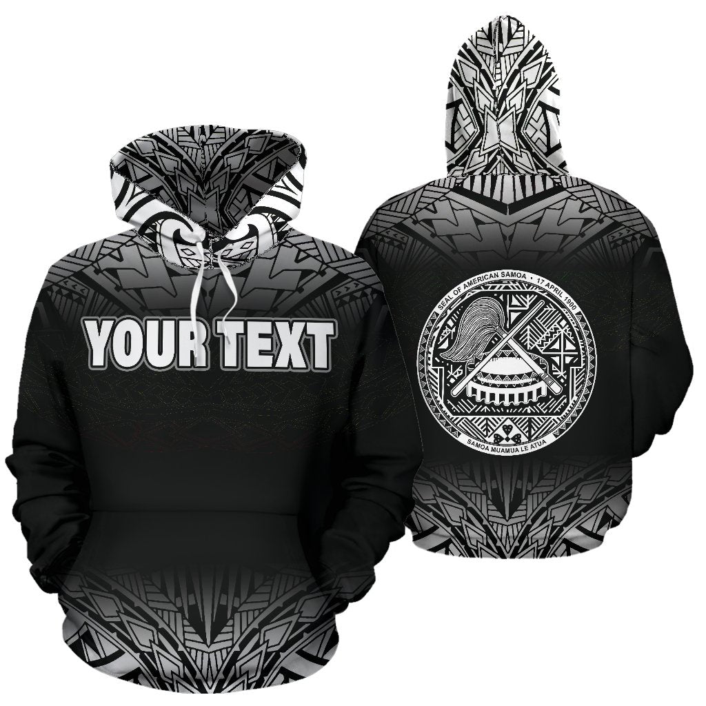 Custom Text American Samoa Hoodie All Over Print Personalised Hoodie Polynesian Black Fog