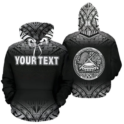 Custom Text American Samoa Hoodie All Over Print Personalised Hoodie Polynesian Black Fog