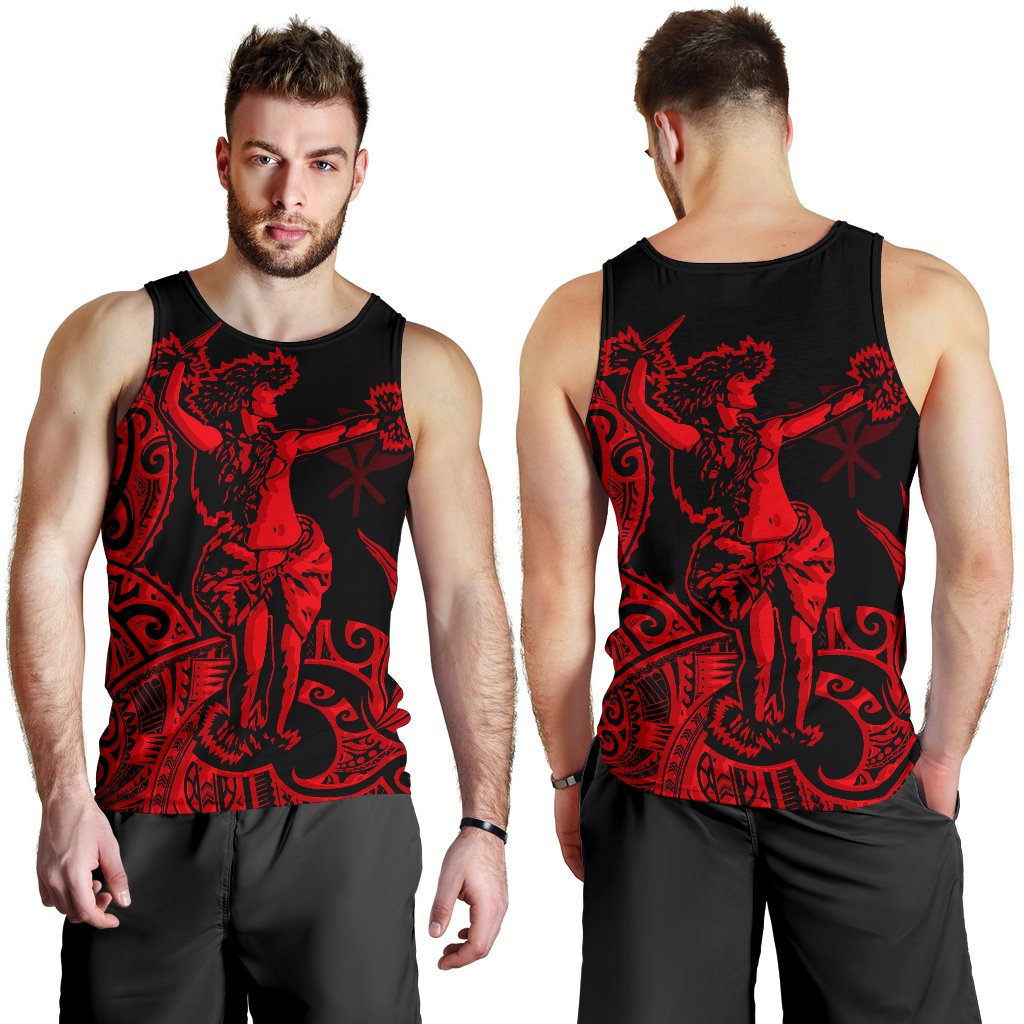 Polynesian Hawaii Men's Tank Top Hula Girl Red