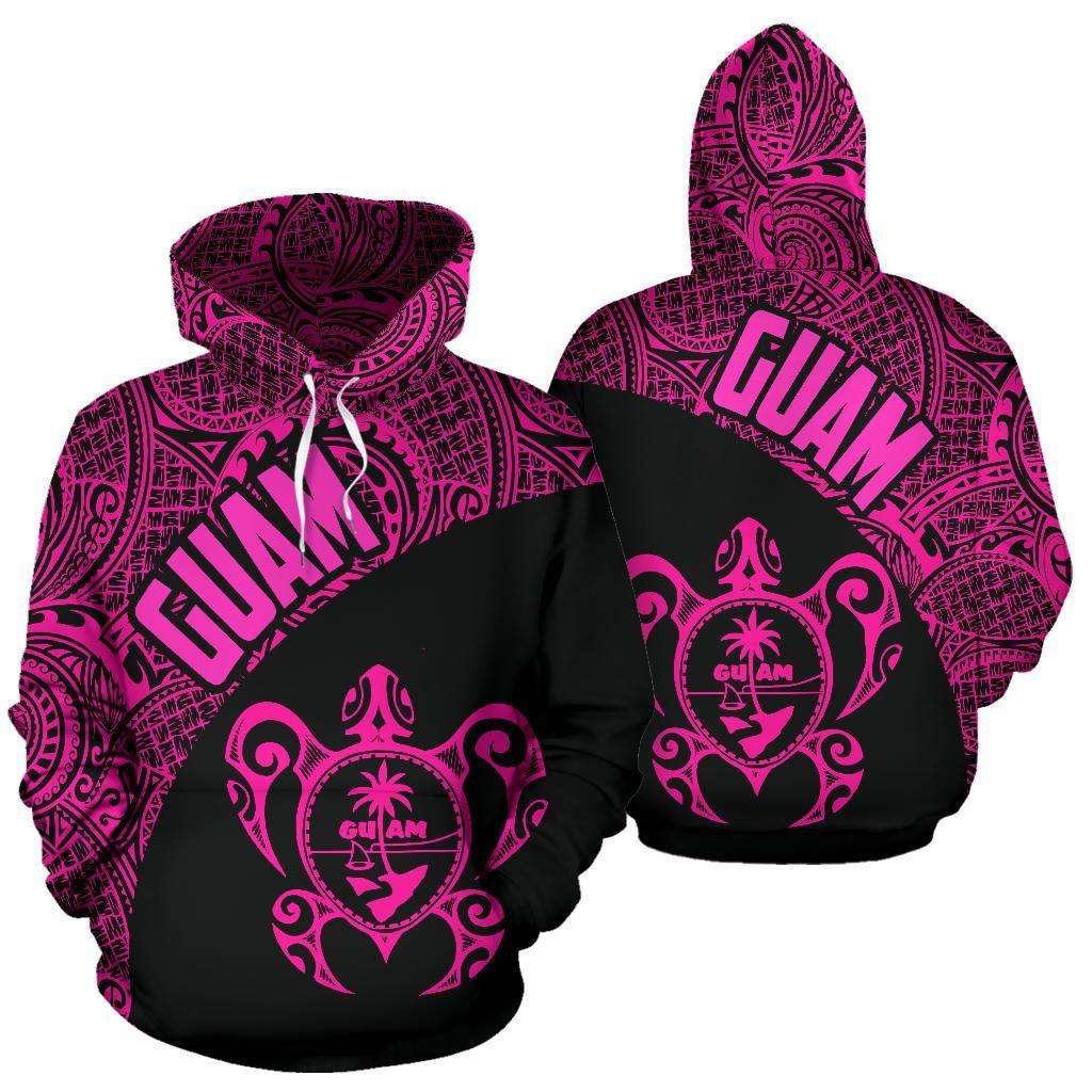 Guam Hoodie Guam Coat Of Arm In Turtle Polynesian Tattoo Pink Th9