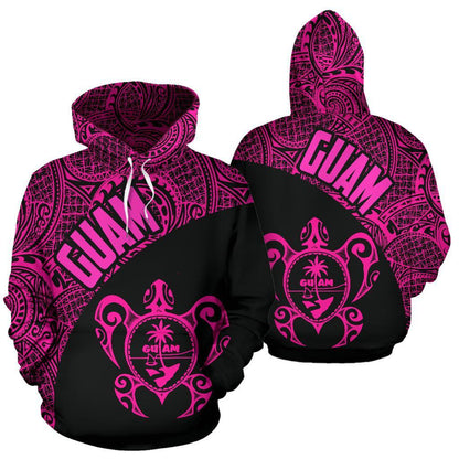 Guam Hoodie Guam Coat Of Arm In Turtle Polynesian Tattoo Pink Th9