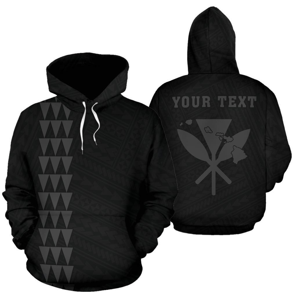 Custom Text Polynesian Kakau Kanaka Maoli Hoodi Map Of Hawaii Black Zip Up Hoodie