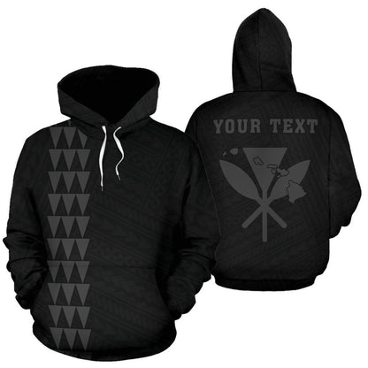 Custom Text Polynesian Kakau Kanaka Maoli Hoodi Map Of Hawaii Black Zip Up Hoodie