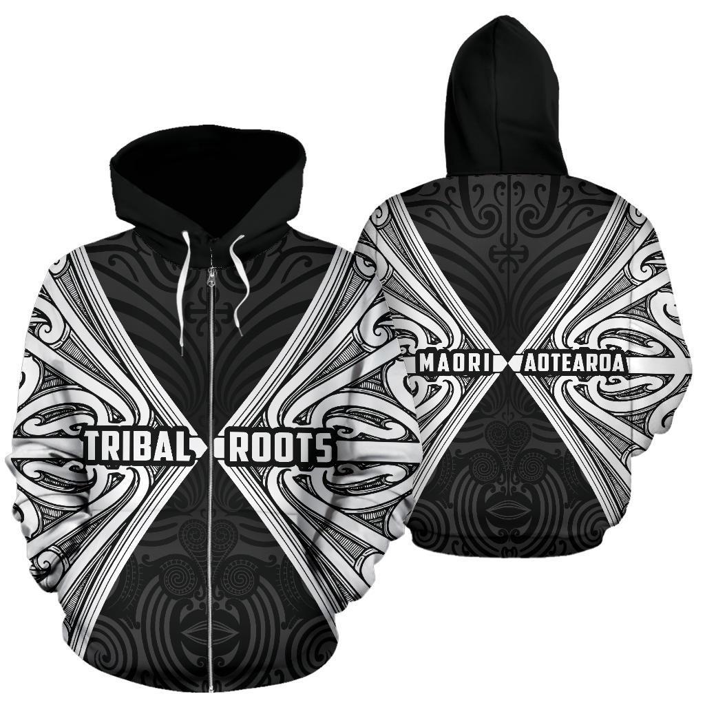 Maori Aotearoa Tribal Roots Zip Up Hoodie White