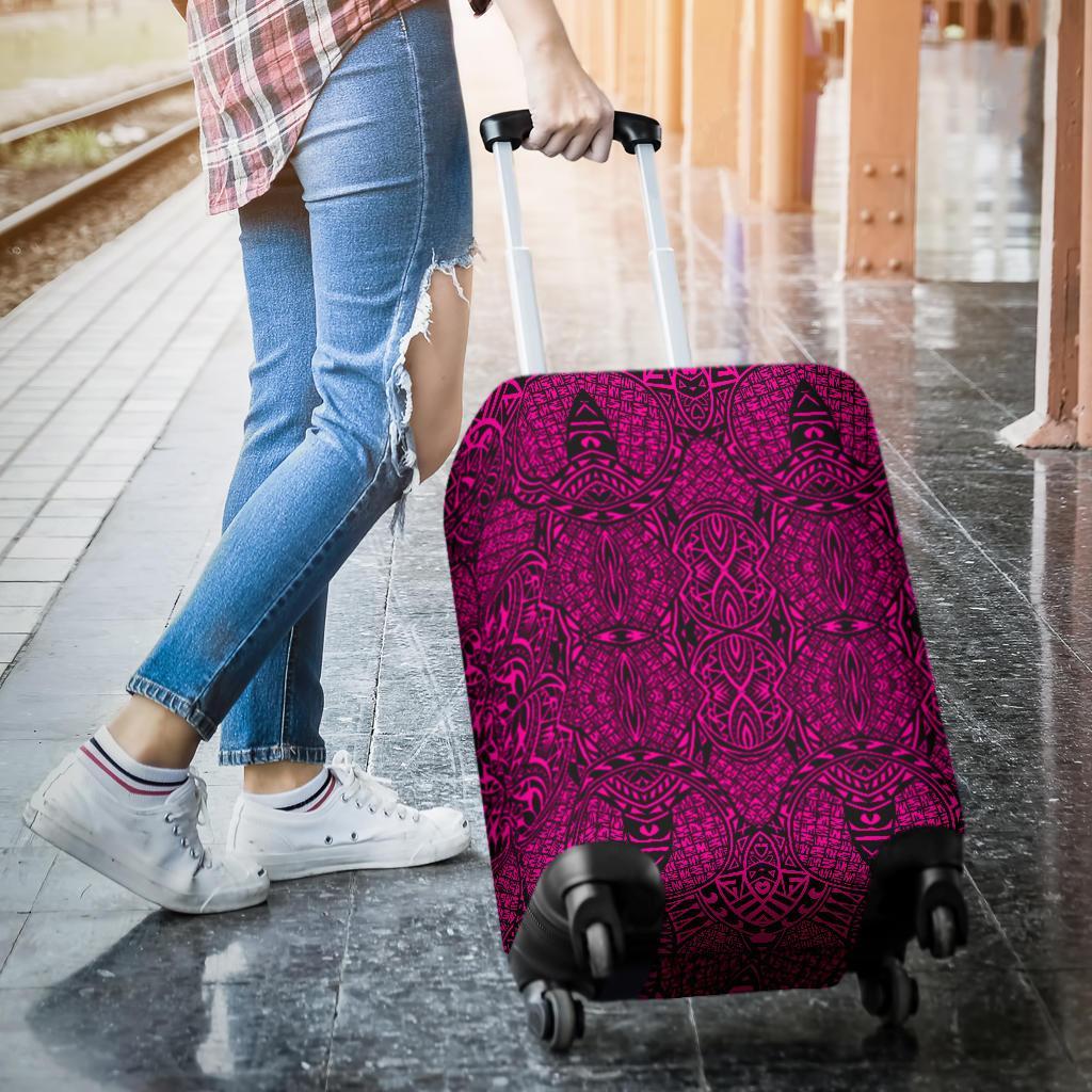 Polynesian Lauhala Mix Pink Luggage Covers