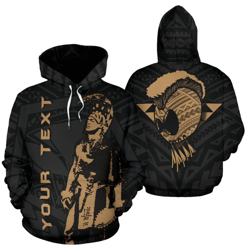 Custom Text Polynesian Kakau Warrior Helmet Hawaii Custom Hoodie Gold
