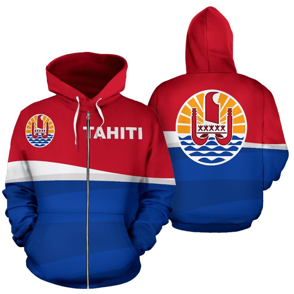 Tahiti Zip Up Hoodie Tahiti FLag 02 K5