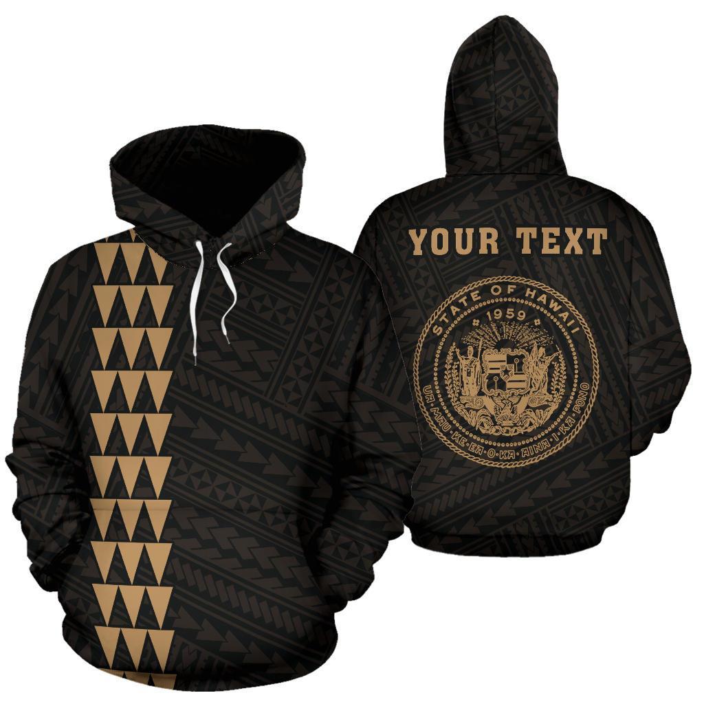 Custom Text Polynesian Kakau Seal Of Hawaii Custom Hoodie Gold
