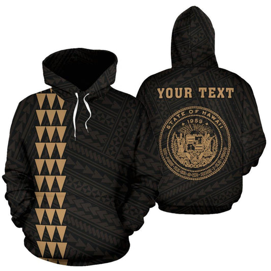 Custom Text Polynesian Kakau Seal Of Hawaii Custom Hoodie Gold