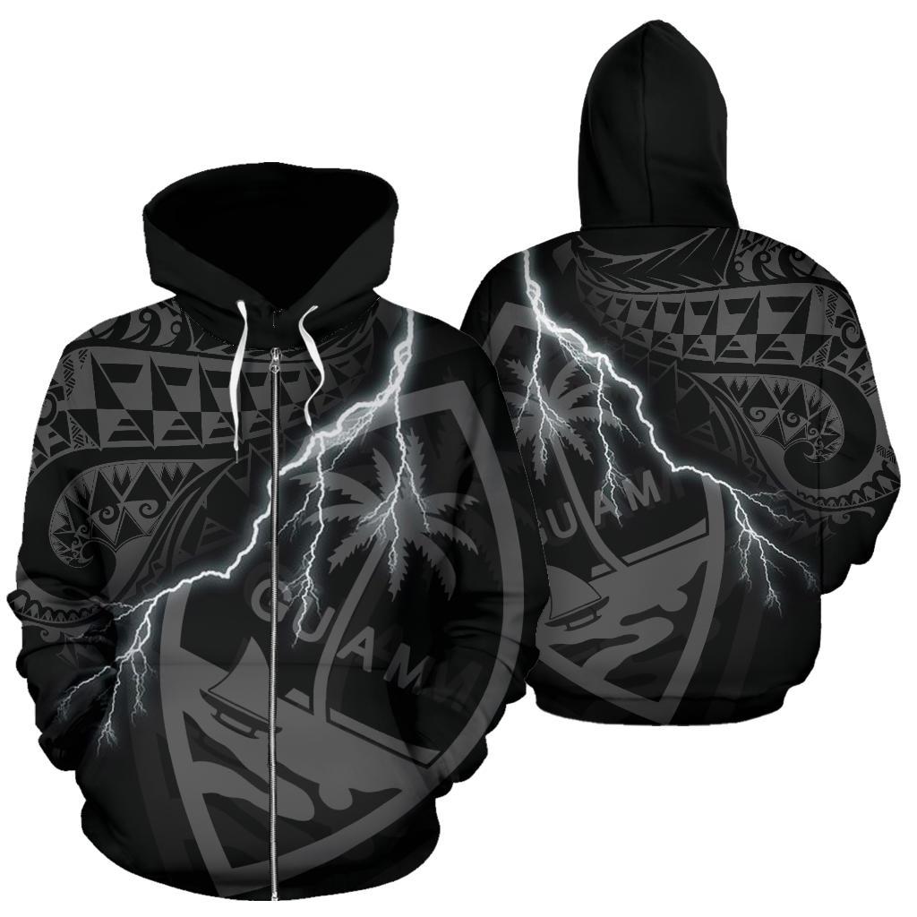 Guam Polynesian Zip Up Hoodie Lighting Thunder