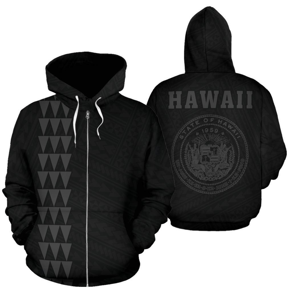 Polynesian Kakau Seal Of Hawaii Zip Hoodie Grey