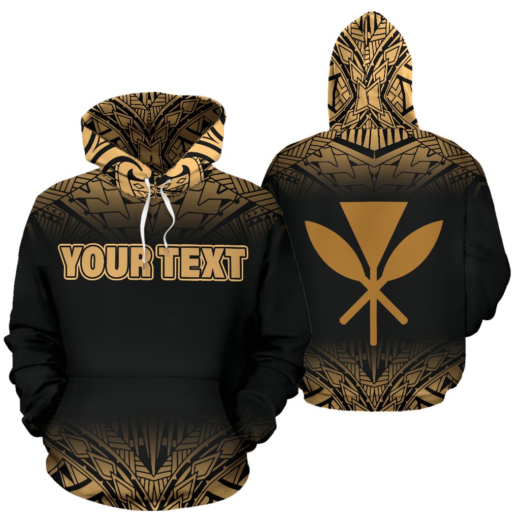 Custom Text Hawaii All Over Print Personalised Polynesian Gold Fog Zip Up Hoodie