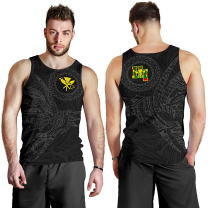 Hawaii Tank Top Polynesian Kanaka Map Hawaiian Men's Tank Top Grey TT Style