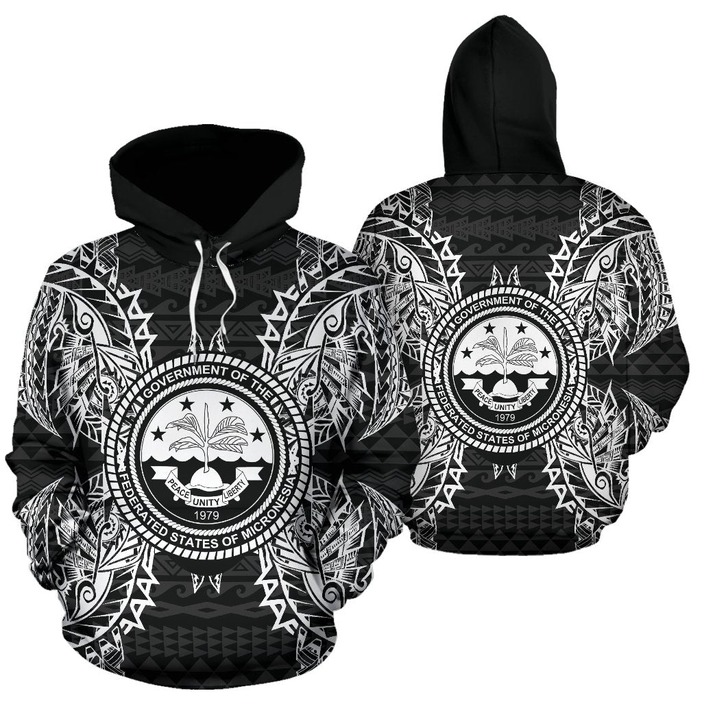 Federated States Of Micronesian ll Over Hoodie Map Black