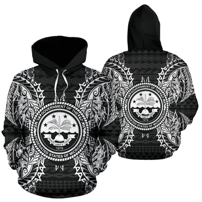 Federated States Of Micronesian ll Over Hoodie Map Black
