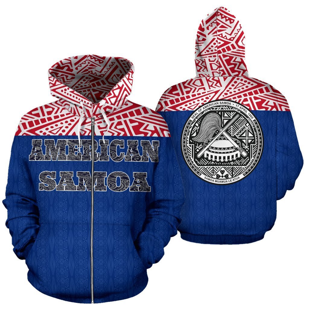 American Samoa All Over Zip Up Hoodie Polynesian Hoodie Style