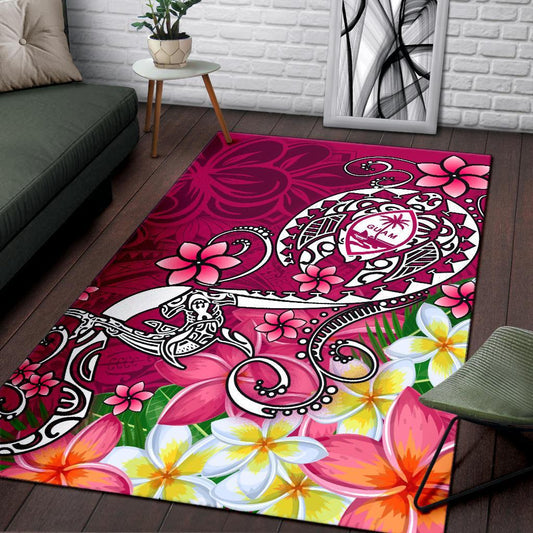 Guam Area Rug Turtle Plumeria (Pink)