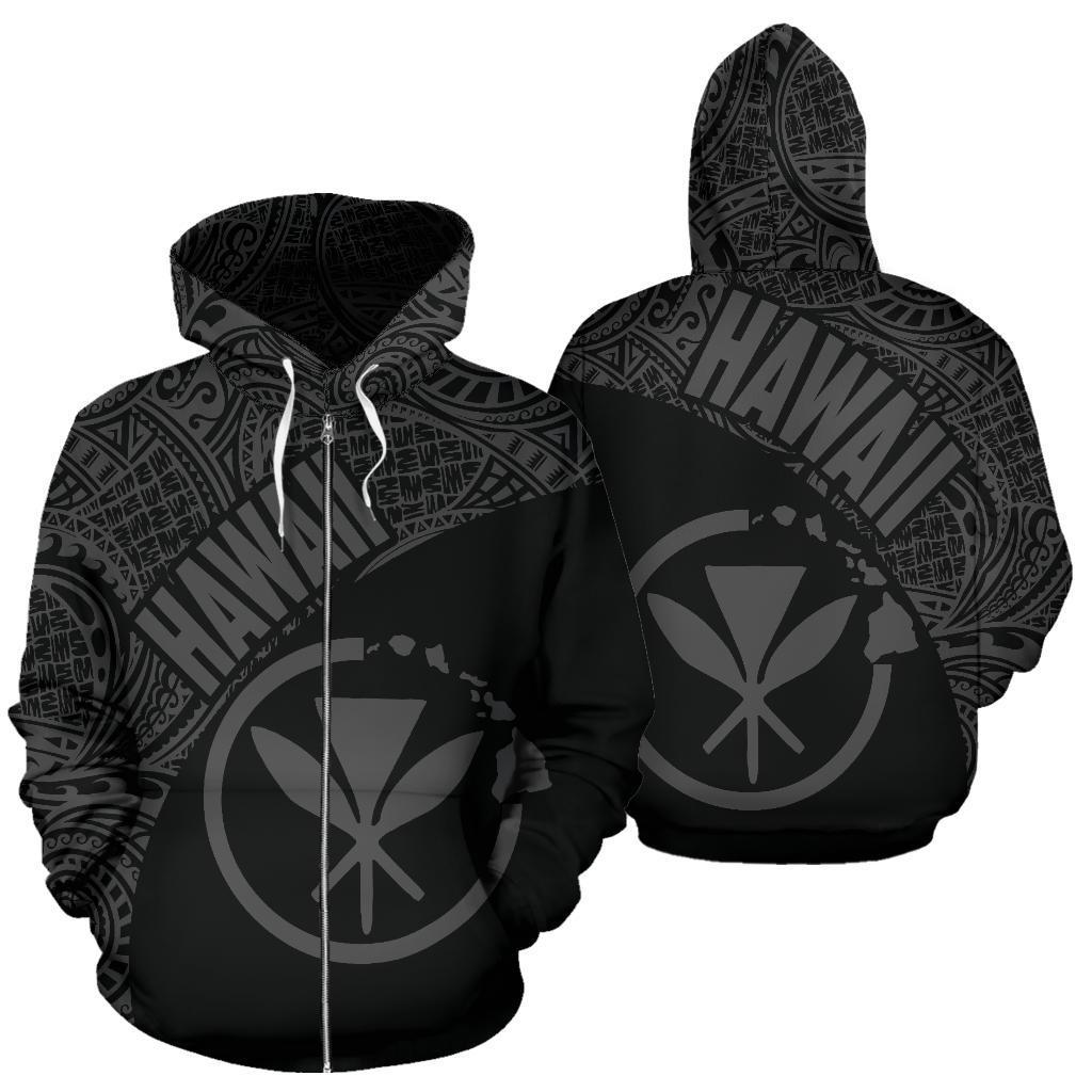 Hawai Zip Up Hoodie Hawaii Kanaka Maoli Polynesian Tattoo Gray Version Th9