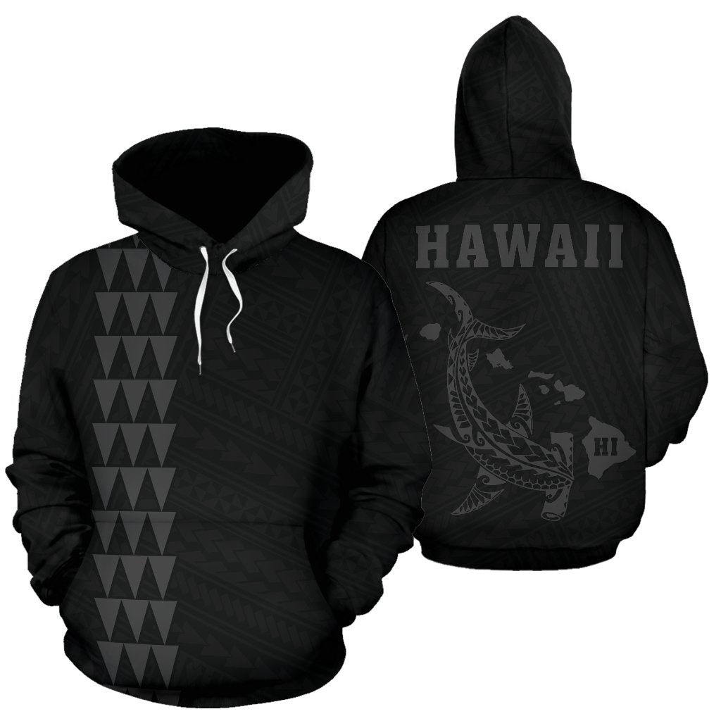 Hawaii Kakau Polynesian Gray Hammerhead Shark Hoodie