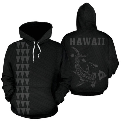 Hawaii Kakau Polynesian Gray Hammerhead Shark Hoodie
