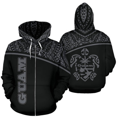 Guam All Over Zip Up Hoodie Micronesia Curve Grey Style