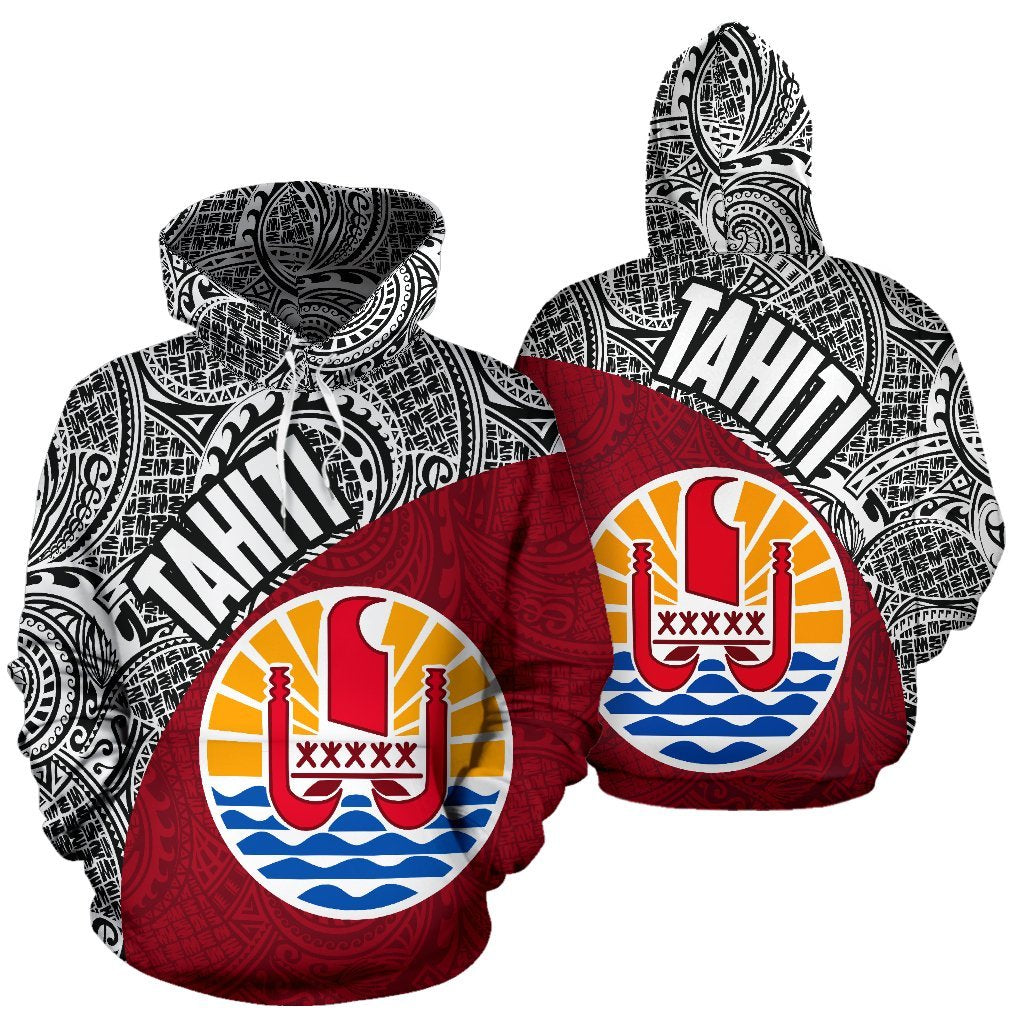 Tahiti Hoodie Tahiti Flag Polynesia Tattoo Red Th9