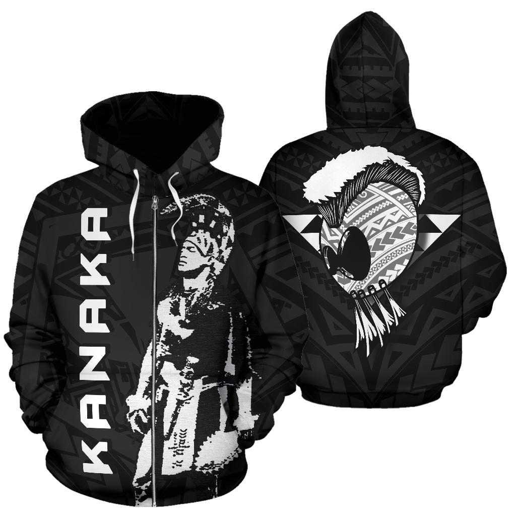 Polynesian Kanaka Helmet Warrior Hawaii Zip Hoodie