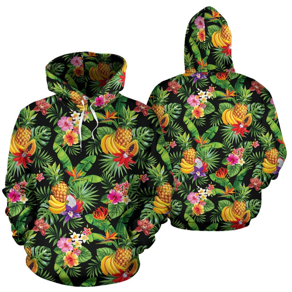 Polynesian All Over Hoodie Polynesian Tropical Fruit & Vegetable Print A7 03