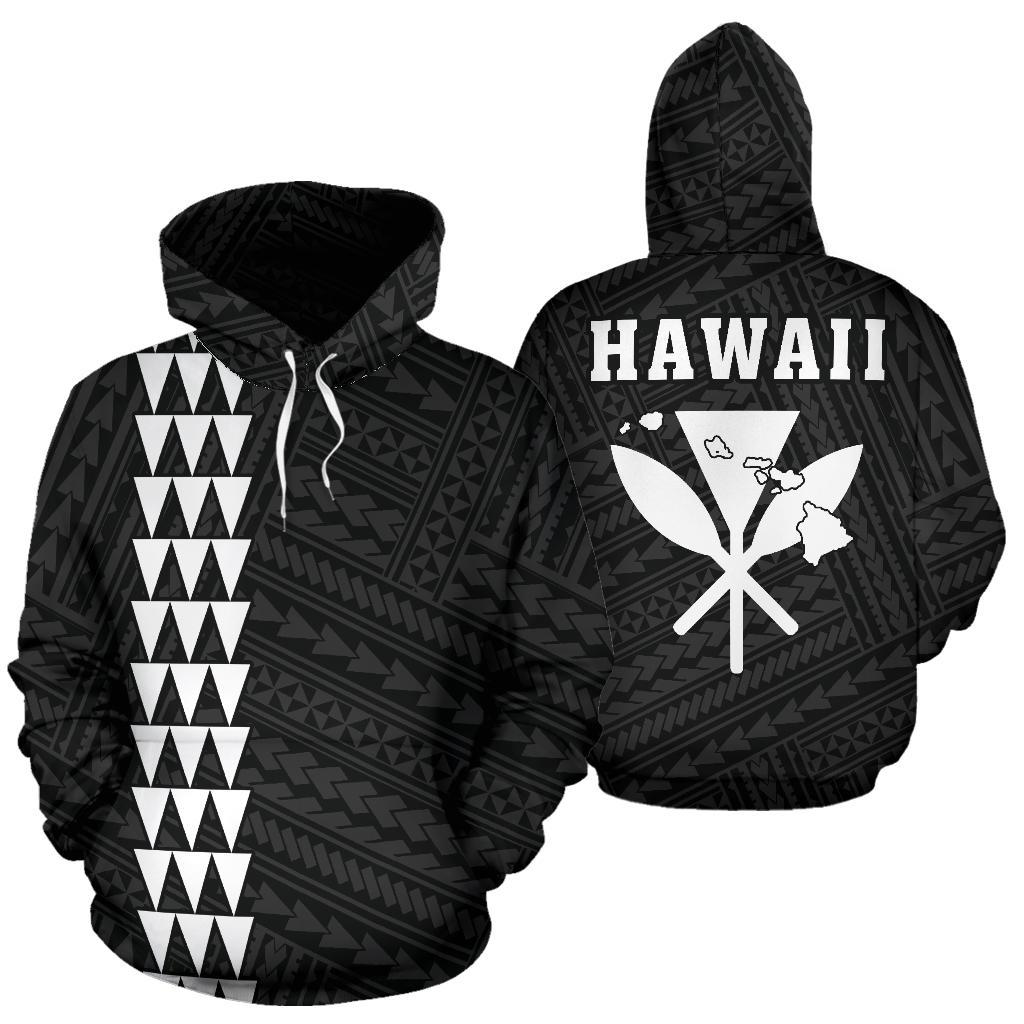 Polynesian Kakau Kanaka Map Of Hawaii Hoodie White