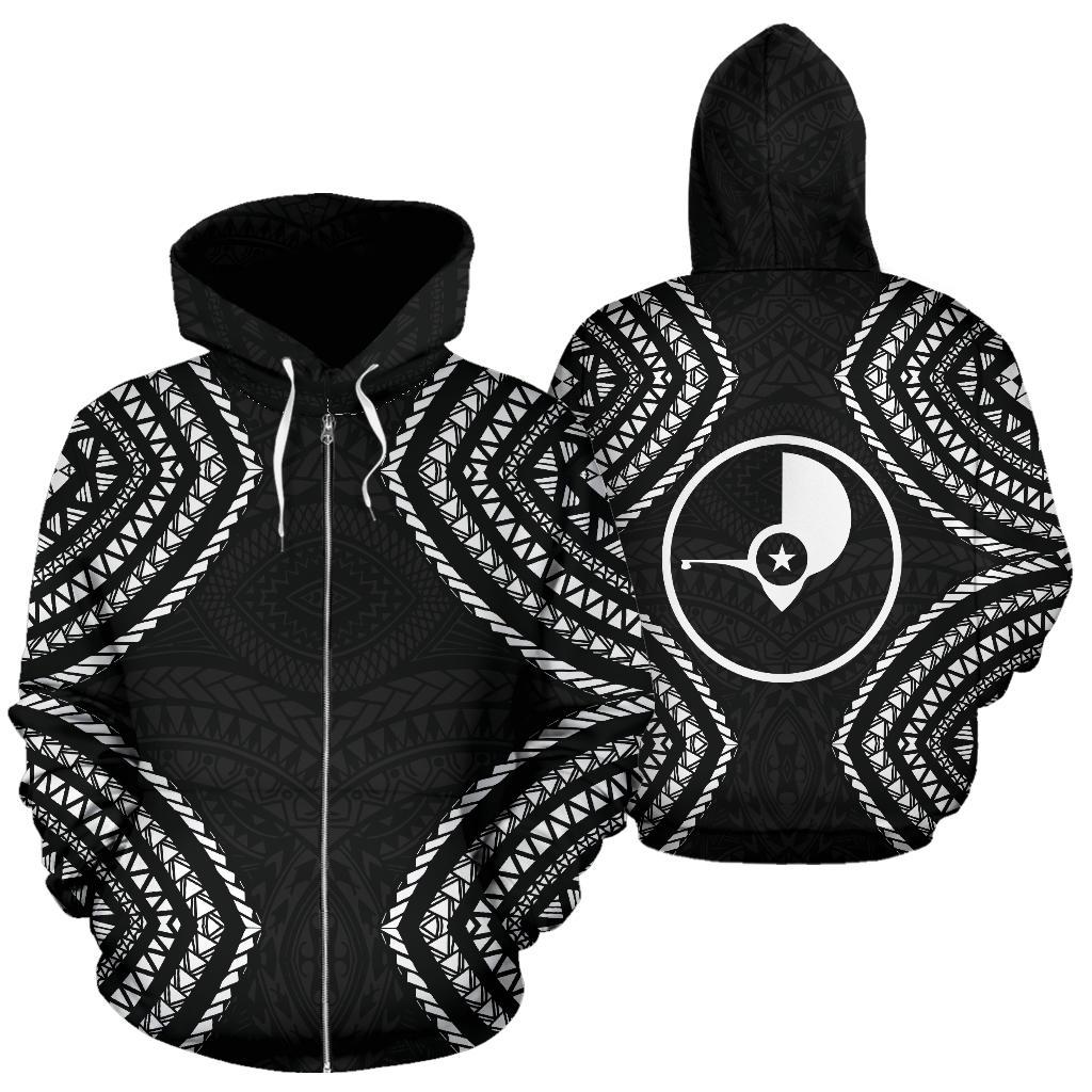 Yap Zip-Up Hoodie Micronesia Black Warrior Style