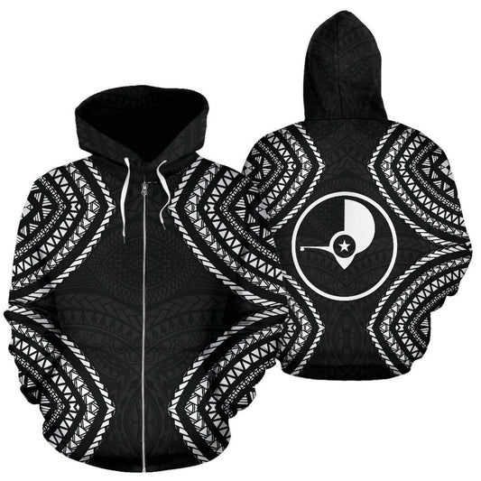 Yap Zip-Up Hoodie Micronesia Black Warrior Style