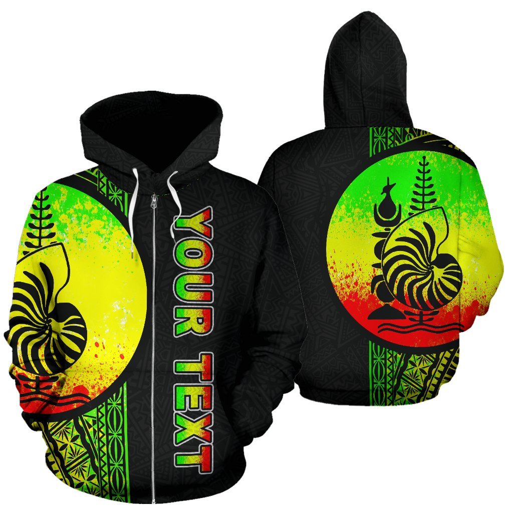 New Caledonia Polynesian All Over Zip Up Hoodie Reggae Line