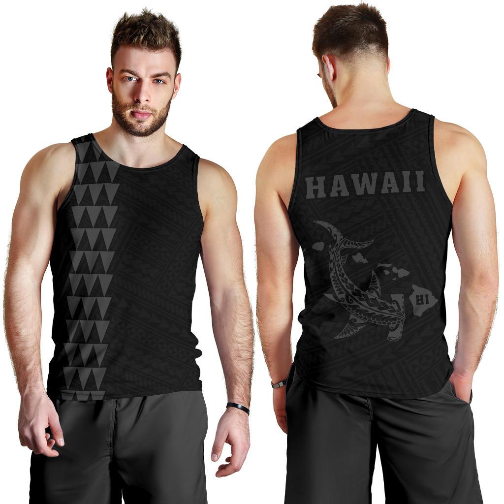 Hawaii Kakau Polynesian Hammerhead Shark Map Men's Tank Top Grey