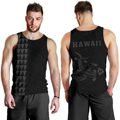 Hawaii Kakau Polynesian Hammerhead Shark Map Men's Tank Top Grey