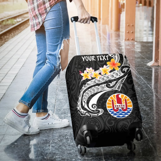 Tahiti Custom Personalised Luggage Covers Tahiti Seal Polynesian Patterns Plumeria Black)