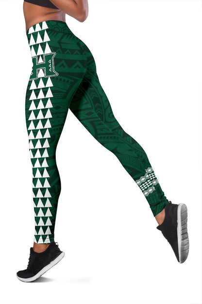 Hawaii Warrior Helmet Football Green Kakau Women's Leggings
