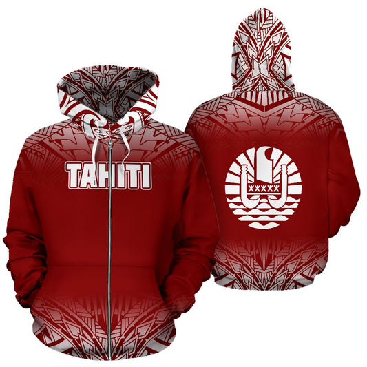 Tahiti All Over Zip Up Hoodie Fog Red