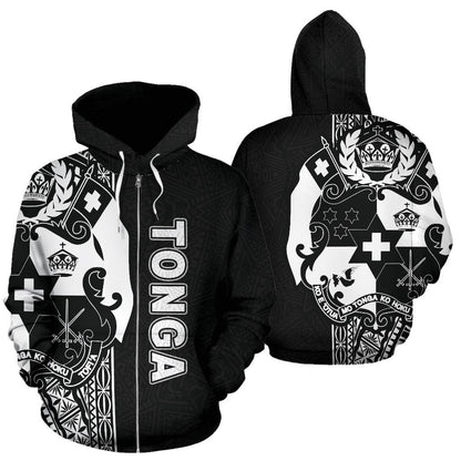 Tonga Polynesian Zip Up Hoodie White Line