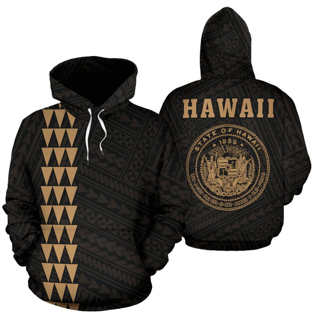 Polynesian Kakau Seal Of Hawaii Hoodie Gold
