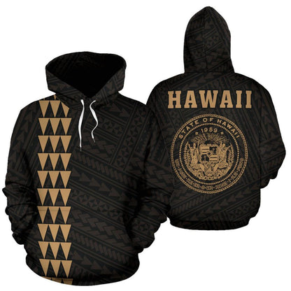 Polynesian Kakau Seal Of Hawaii Hoodie Gold