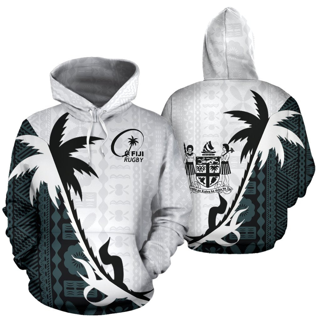 Fiji Rugby Tapa Hoodie Fiji Rugby Coat Of Arms Coconut Tree