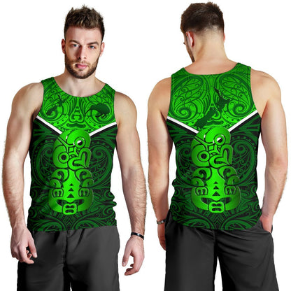 New Zealand Maori Rugby Men Tank Top Pride Version Green