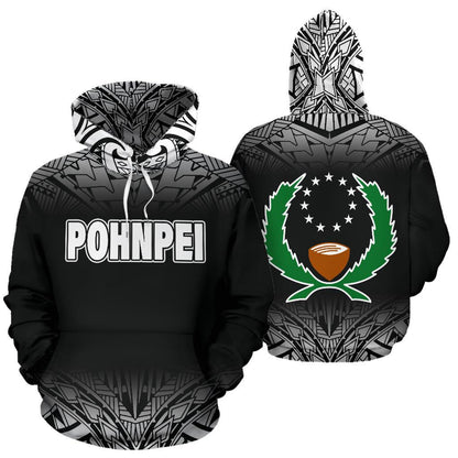 Pohnpei All Over Hoodie Black Fog Style