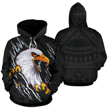American Samoa All Over Hoodie Eagle Black