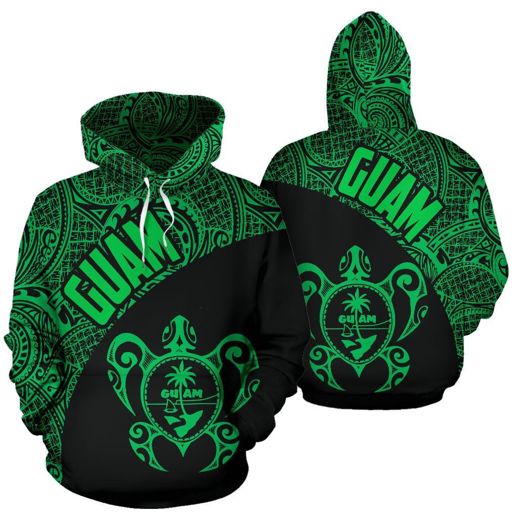 Guam Hoodie Guam Coat Of Arm In Turtle Polynesian Green Th9