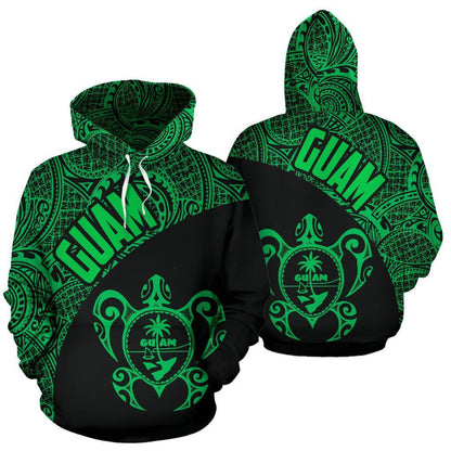 Guam Hoodie Guam Coat Of Arm In Turtle Polynesian Green Th9
