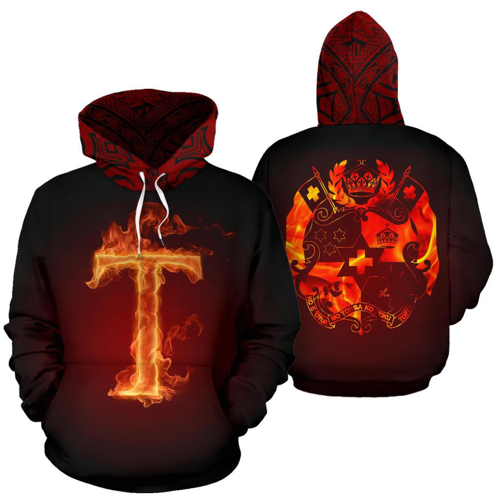 Tonga All Over Hoodie Polynesian Fire Style