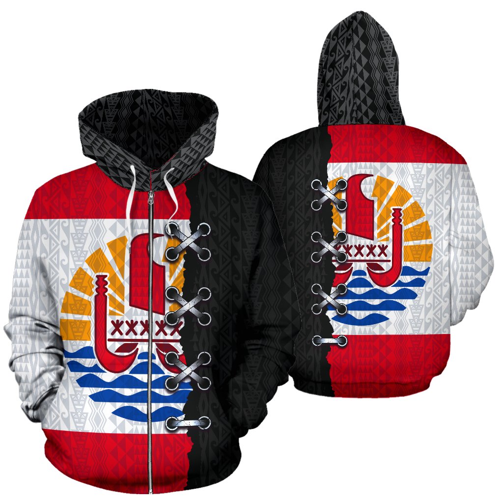 French Polynesia Polynesian Zip Up Hoodie Sewing Style