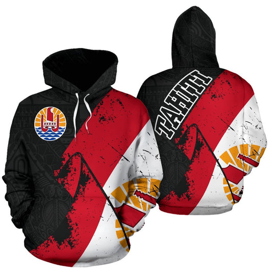 Tahiti Pullover Hoodie Tahiti Flag Grunge Special A02